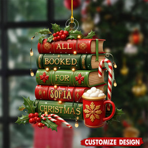 Personalized Hand-drawn Book For Acrylic Ornament - Gift For Reading Lovers