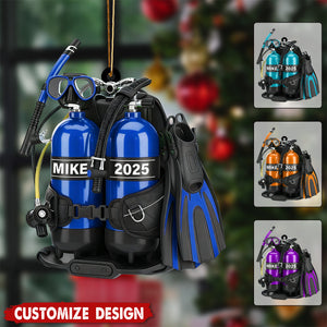 Personalized Scuba Diving Acrylic Christmas Ornament - Gift for Scuba Lovers