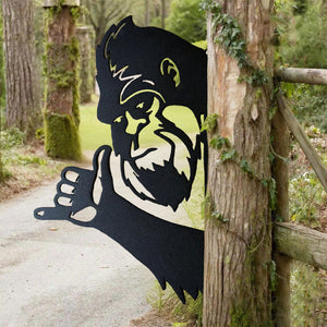 Peek-a-Boo Hang Loose Bigfoot Metal Sign – Hang Loose Edition - Shaka Sign Sasquatch