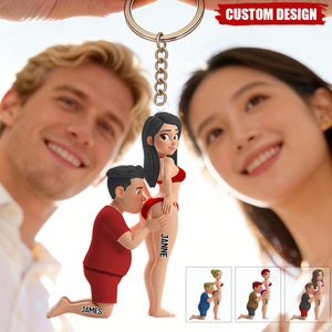 Naughty Couple Acrylic Personalized Keychain - Gifts For Couple