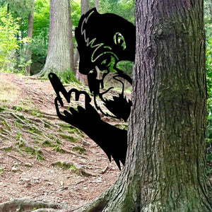 Peek-a-Boo Flipping Off Bigfoot Metal Sign – Flipping the Bird Edition - Bigfoot Says Your #1