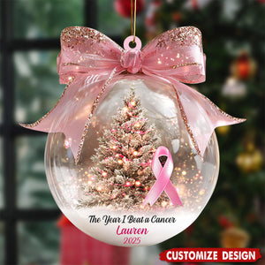 The Year We Beat A Cancer - Personalized Ornament - Gift for Cancer Fighter