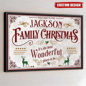 Welcome To The Family Christmas, Wonderful Place To Be, Horizontal Poster, Gift For Home Owners and Families