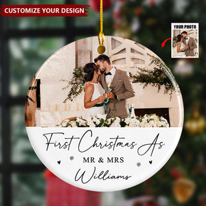 Personalised 1st Christmas as Mr and Mrs Ceramic Ornament