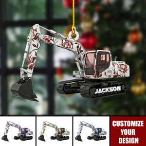 Personalized Excavator Christmas Ornament
