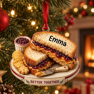 Personalized Peanut Butter Jelly Christmas Ornament, PBJ Lover Gift