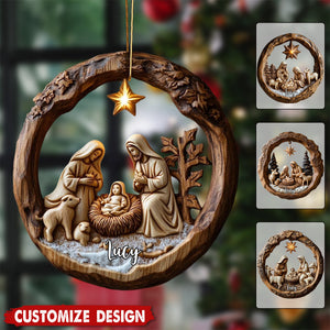 Personalized Nativity Scene Christmas Ornament