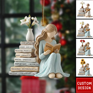 Personalized God Says I Am Girl Ornament- Gift For Book Lover