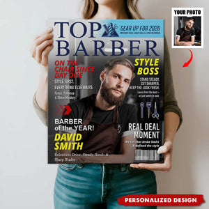 Personalized Barber Magazine Cover Poster - Gift For Barber