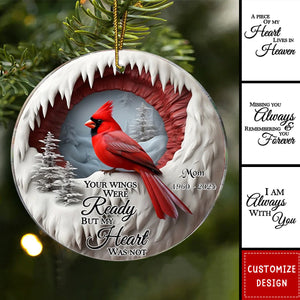 2024 New Release - Your Wings Were Ready But My Heart Was Not - Personalized Cardinal Memorial Acrylic Ornament