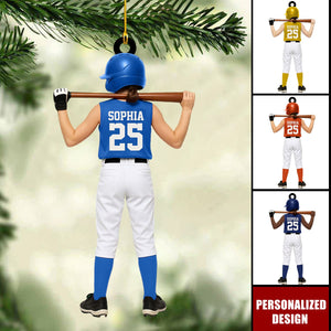Personalized Kid Softball Player Ornament Gift for Softball Player