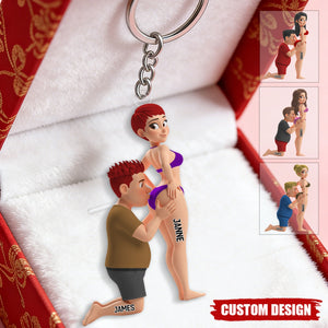 Naughty Couple Acrylic Personalized Keychain - Gifts For Couple
