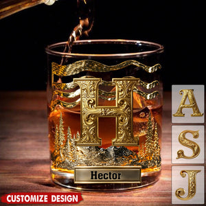 Alphabet Initial For Whiskey, Bourbon Lovers - Personalized Whiskey Glass
