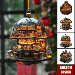 Personalized Luxury Miniature Bar Christmas Ornament - Whiskey Bottle Decoration For Men