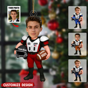 Personalized Upload Photo Acrylic Ornament - Gift For American Football Lovers