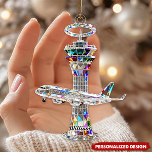 Personalized Airplane Tower Themed Ornament