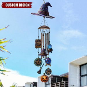 Witch Hat - Personalized Witch Wind Chime With Charms