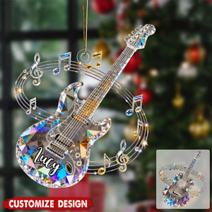 Personalized Crystal Guitar Ornament