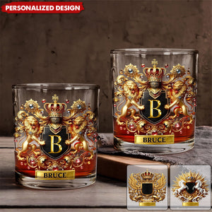 Lion/ Eagle/ Horse Coat Of Arms-Personalized Whisky Whiskey Glass