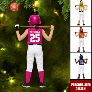 Personalized Kid Softball Player Ornament Gift for Softball Player