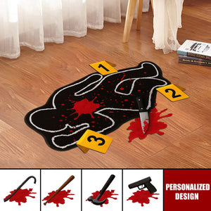 Funny Crime Scene Rug - Personalized True Crime Shaped Doormat