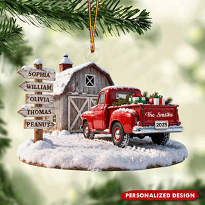 Personalized Truck Barn House Christmas Ornament-Gift For Family