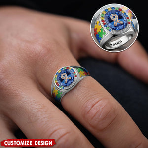 Everyone Communicates Differently - Personalized Autism Awareness Signet Ring