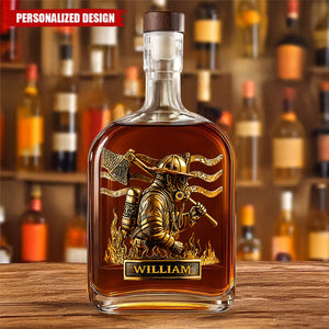 Proud Firefighter-Personalized Sibling Wine Bottle