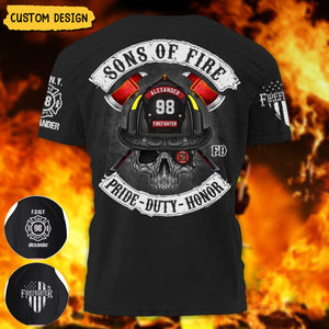 Sons of Fire Pride Duty Honor Personalized Shirt, Gift For Fireman