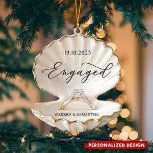 Personalized Beach Engagement Christmas Ornament-Gift For Couple