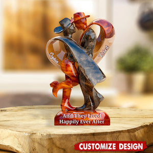 And They Lived Happily Ever After - Personalized Cowgirl Cowboy Couple Acrylic Plaque