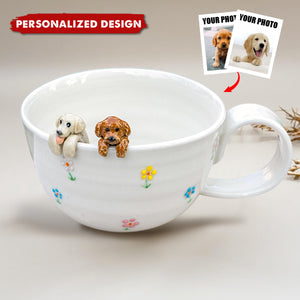 Personalized Pet Mug with 3D Dog/Cat-Figure Handmade Ceramic Mug