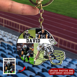 Custom Football Photo Keychain, Photo Keychain, Football Gift