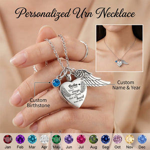 Personalized Urn Necklace for Ashes with Birthstone