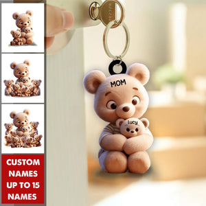 Grandma/ Mama Bear With Little Kids Personalized Acrylic Keychain