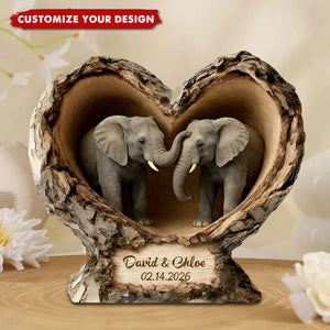 Personalized Elephant Couple Custom Shaped Acrylic Plaque - Anniversary Gift, Valentine's Gift For Him, For Her