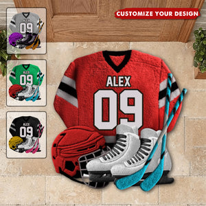 Love Hockey - Personalized Hockey Non-Slip Tufted Rug