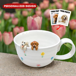 Personalized Pet Mug with 3D Dog/Cat-Figure Handmade Ceramic Mug