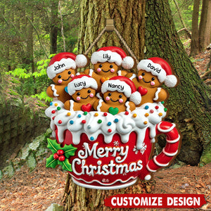 Merry Christmas - Personalized Gingerbread Wood Sign - Gift For Family