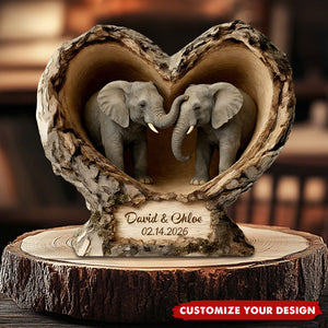 Personalized Elephant Couple Custom Shaped Acrylic Plaque - Anniversary Gift, Valentine's Gift For Him, For Her