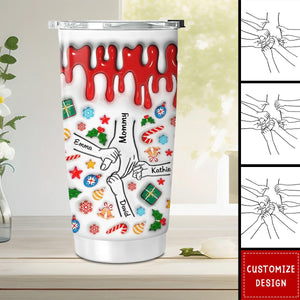 Mom, You Hold Our Hands And Our Hearts - Personalized Custom 3D Inflated Effect Tumbler