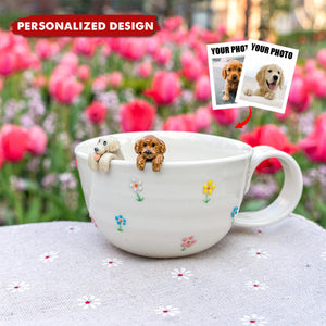 Personalized Pet Mug with 3D Dog/Cat-Figure Handmade Ceramic Mug