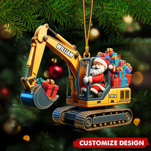 Personalized Santa on The Excavator Christmas Ornament, 2025 New Release Gifts For Kids