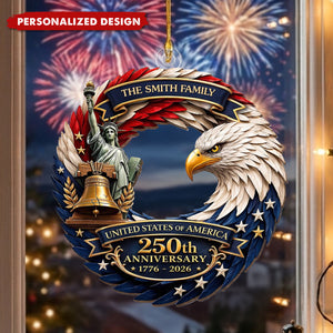 Personalized America 250th Anniversary Wood Ornament - Gifts For Your Family