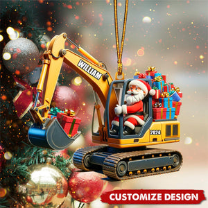Personalized Santa on The Excavator Christmas Ornament, 2025 New Release Gifts For Kids