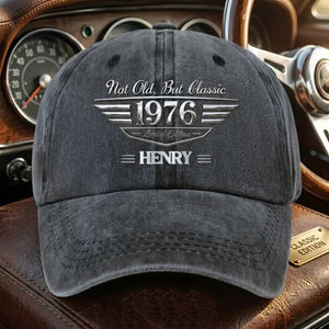Not Old But Classic - Personalized Washed Denim Baseball Cap - Creative Gift for Husband,Wife