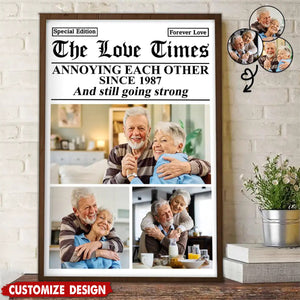 Personalized The Love Times Newspaper Themed Romantic Couple Poster - Gift for Couples