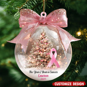 The Year We Beat A Cancer - Personalized Ornament - Gift for Cancer Fighter