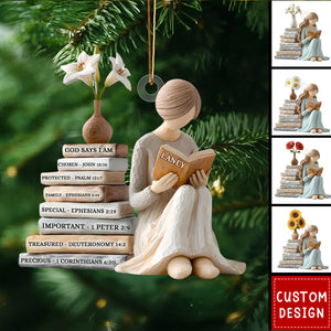 Personalized God Says I Am Girl Ornament- Gift For Book Lover