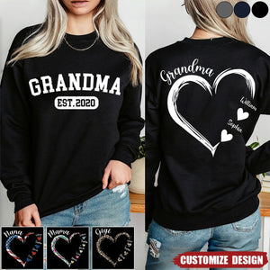 Personalized Mom Grandma Heart  Sweatshirt